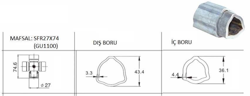 SFR27x74 70CM ZİRAİ ŞAFT BORUSU