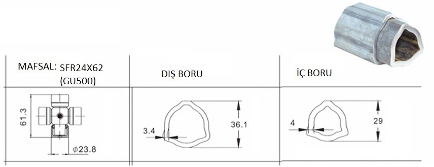 SFR24x62 100CM ZİRAİ ŞAFT BORUSU